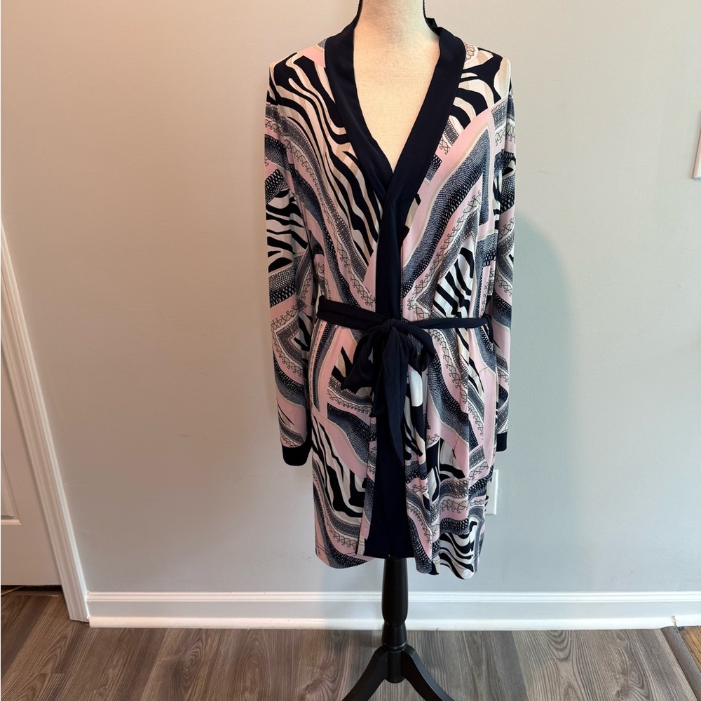 Diamond Tea Tie Waist Vintage Robe Pockets Button Front Closure Women’s size XL